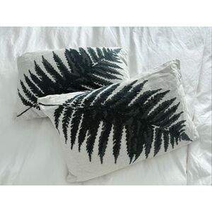 SET of 2 - Crate & Barrel Fern 20"x13" Sea Green Outdoor Lumbar Pillow